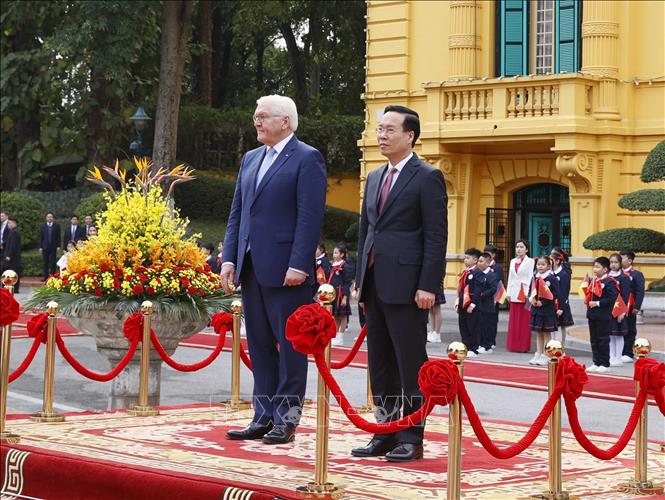 Chủ tịch nước chủ trì lễ đón trọng thể Tổng thống Cộng hòa Liên bang Đức