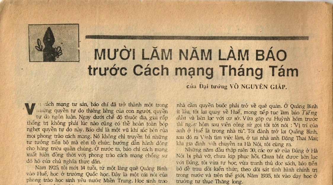 Đại tướng Võ Nguyên Giáp và mối duyên nợ đầu tiên với báo chí