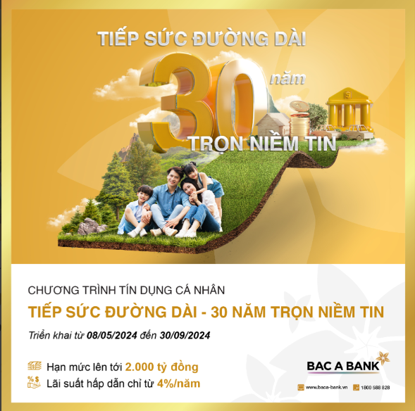 BAC A BANK giảm sâu lãi vay cho khách hàng cá nhân mừng kỷ niệm 30 năm thành lập