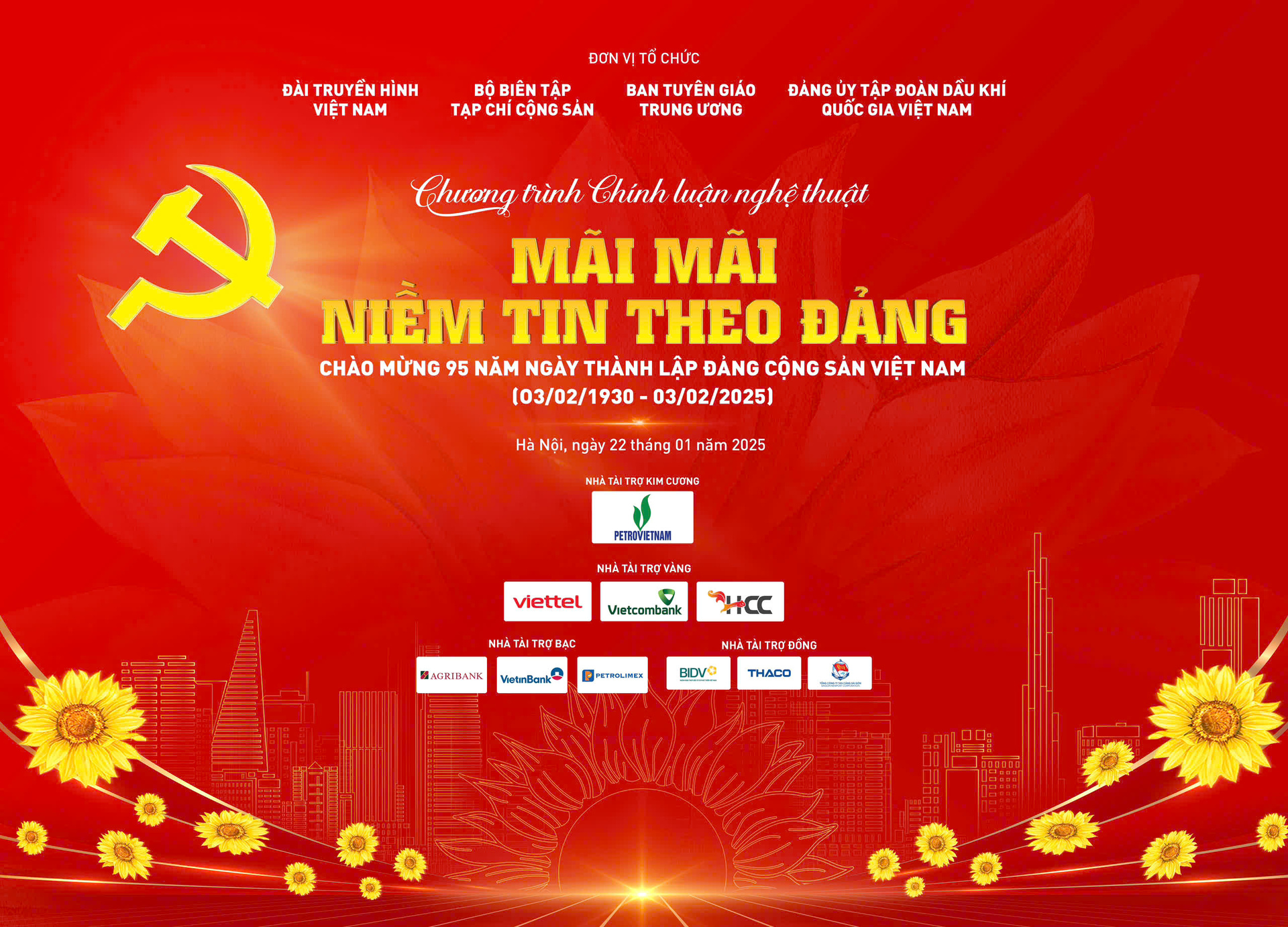 Chương trình Chính luận nghệ thuật \'Mãi mãi niềm tin theo Đảng\' năm 2025 sẽ diễn ra vào tối 22/01
