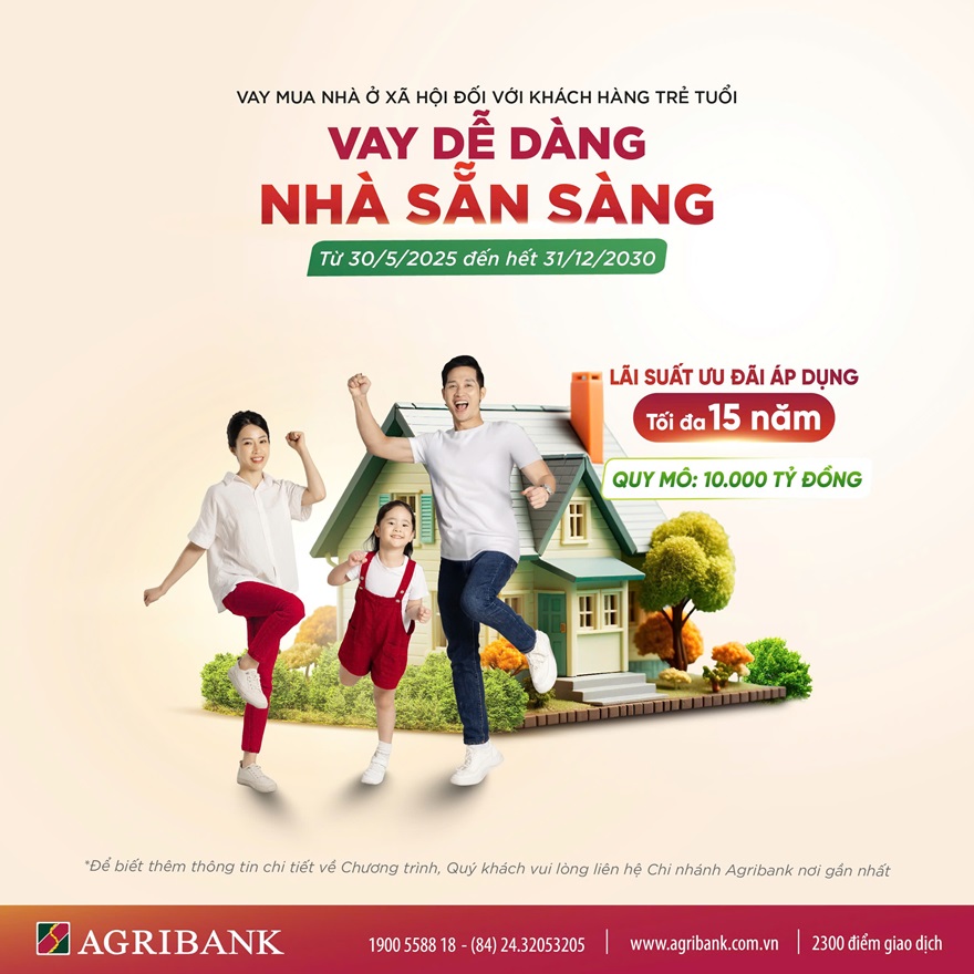 Agribank triển khai gói tín dụng ưu đãi 10.000 tỷ đồng: Mở rộng cánh cửa an cư cho người trẻ