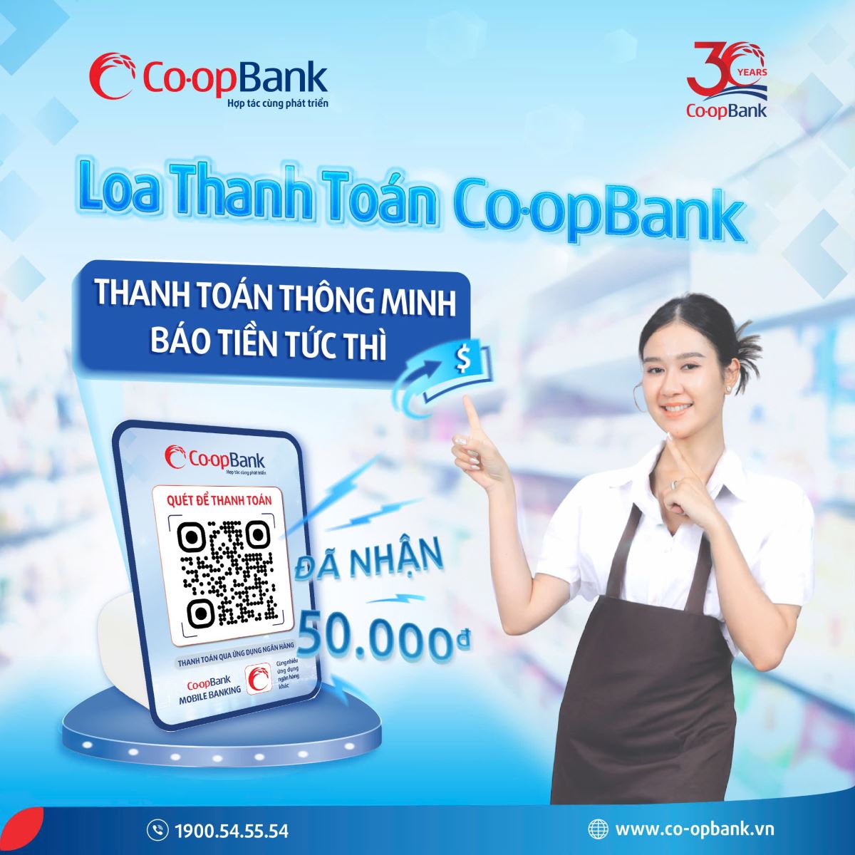 Co-opBank triển khai dịch vụ thông báo biến động số dư qua loa thanh toán