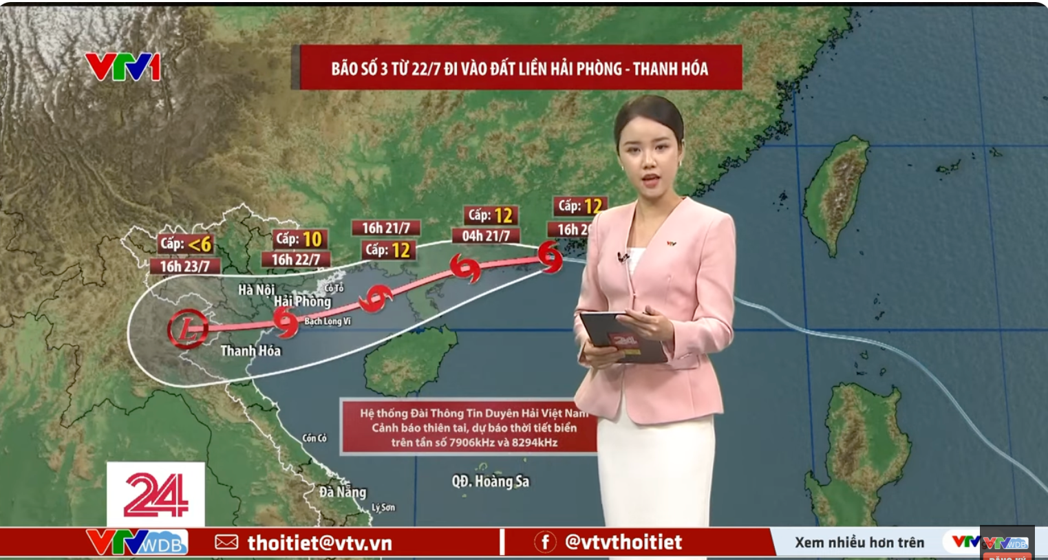 VTV: Các bản tin dự báo thời tiết về cơn bão số 3 sẽ được phát sóng hai giờ một lần